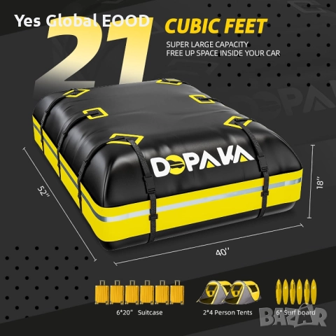Водоустойчива багажна чанта за покрив на кола 21 куб. фута, снимка 2 - Аксесоари и консумативи - 52329883
