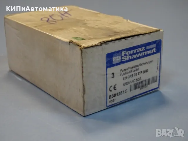 Предпазител Ferraz Shawmut Protistor E301281 Fuses 6.9GRB70TTF0080 80A 690VAC, снимка 2 - Резервни части за машини - 47790619