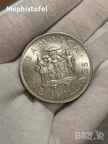 5 шилинга 1966 г, Ямайка - юбилейна монета, UNC, снимка 2 - Нумизматика и бонистика - 39006043