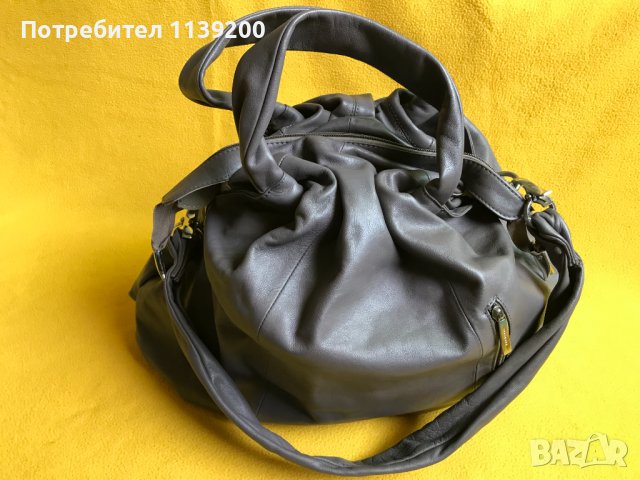 Frederic T Paris дамска обемна сива чанта естествена кожа оригинал, снимка 4 - Чанти - 37320710
