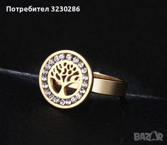 2022 НОВИ 316L пръстени от неръждаема стомана Висококачествени модни кристали Fortune Tree , снимка 3 - Пръстени - 43624799