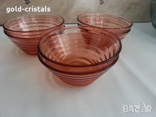 Ретро стъклени купички цветно розово стъкло 53г, снимка 10 - Антикварни и старинни предмети - 28614899