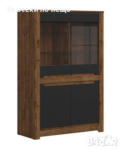 Витрина RUSO REG2W2D корпус дъб април/фронт черно мат Код P1836