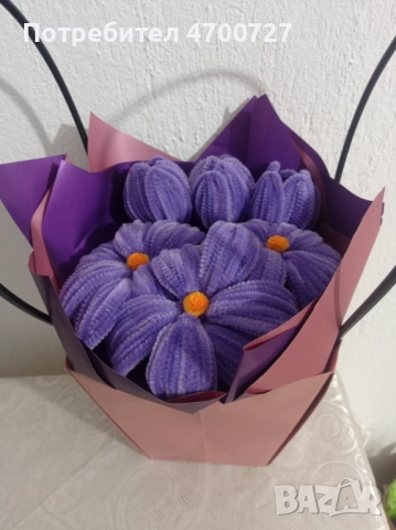 Цветя изработени от меки телени пръчици, снимка 3 - Ръчно изработени сувенири - 52997795