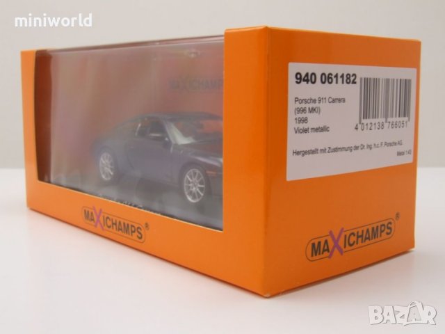 Porsche 911-996 1998 - мащаб 1:43 на Maxichamps моделът е нов в PVC дисплей-кейс, снимка 9 - Колекции - 43034982