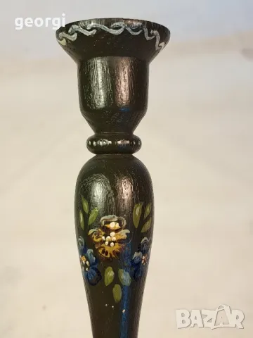 дървен свещник ръчноизрисуван 25/3, снимка 3 - Декорация за дома - 50111117