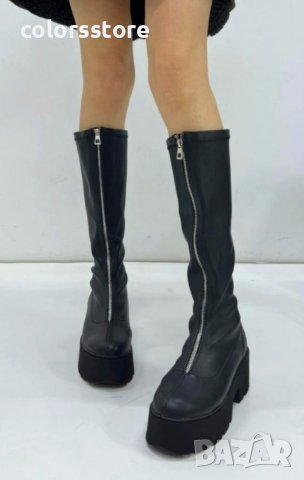 Ботуши на платформа - черна кожа - BG10, снимка 2 - Дамски ботуши - 34417099