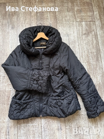 Черно зимно кукленско кокетно ново елегантно шушляково яке баклавички широка шал яка Л/ХЛ, снимка 4 - Якета - 46483567