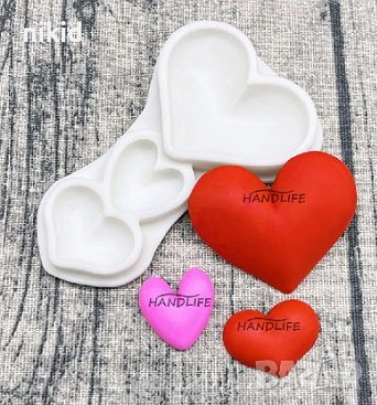 Сърце сърца в 3 размера силиконов молд форма украса декор торта фондан шоколад гипс