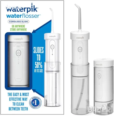 Waterpik безжичен зъбен душ, иригатор за устна кухина, идеален за пътуване, бял, WF-16