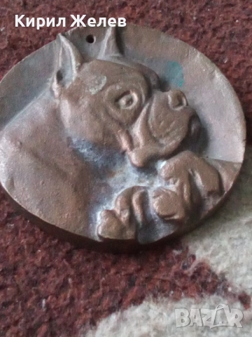 Стар бронзов медал с релеф на куче боксер 51770, снимка 4 - Антикварни и старинни предмети - 52892106
