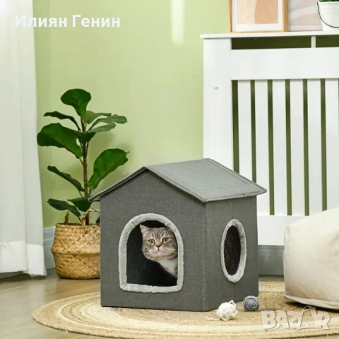 PawHut Котешка пещера с възглавница, снимка 10 - За котки - 53487595