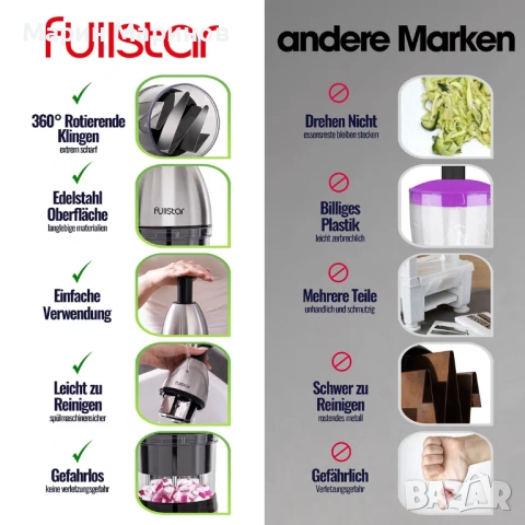  Нож за зеленчуци спирален резач – лук, картофи, резач за плодове., снимка 3 - Други - 53445323