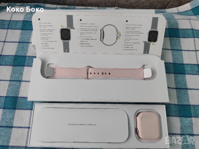 Изключително запазен Apple Watch Series 9 45мм Pink GPS с 95% батерия, снимка 3 - Смарт гривни - 52416677