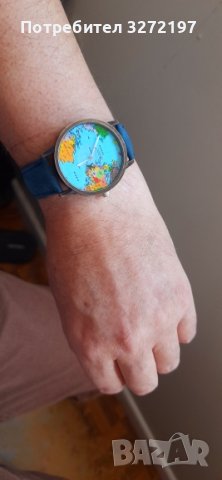 Кварцов часовник, модерен дизайн - циферблат географска карта, стрелка самолет , снимка 12 - Дамски - 40437438