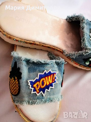 Дънкови чехли, снимка 3 - Чехли - 36730736