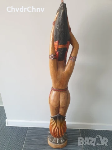 128см-10кг ръчна дърворезба/еротика/голяма стара дървена скулптура/гола жена на клада, снимка 4 - Антикварни и старинни предмети - 51300897