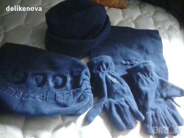 Нов сет от шапка, ръкавици, шал и торба за съхранение