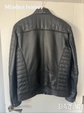 Мъжко кожено черно яке - 100% естествена кожа, М, снимка 3 - Якета - 53404546