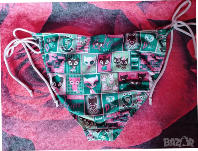 Pussy Summer Зелен бански долнище с котки М, снимка 1