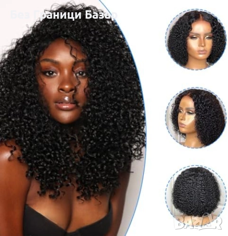 Нова Къса къдрава афро перука без лепило, естествен вид, дълбоки вълни, снимка 9 - Аксесоари за коса - 52163064