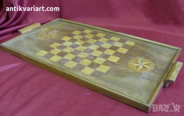Стар Дървен Поднос Основа за Шах, снимка 2 - Антикварни и старинни предмети - 27679266