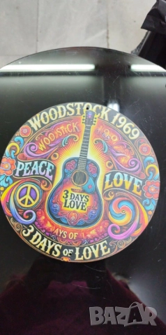 Woodstock 1969-3 Days of Love-кръгла метална табела, снимка 2 - Китари - 52635186