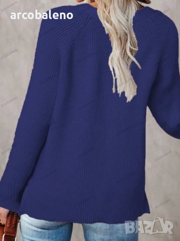 Дамски ежедневен моден плетен пуловер с V-образно деколте, 5цвята - 023, снимка 9 - Блузи с дълъг ръкав и пуловери - 39728807