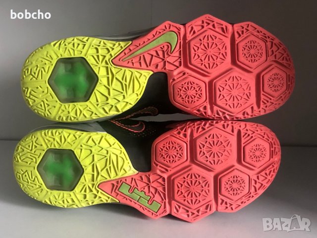 Nike LeBron 12 Low Remix Sneaker sz 10 Black/Metallic Silver-Green 724557-003, снимка 9 - Кецове - 38837819