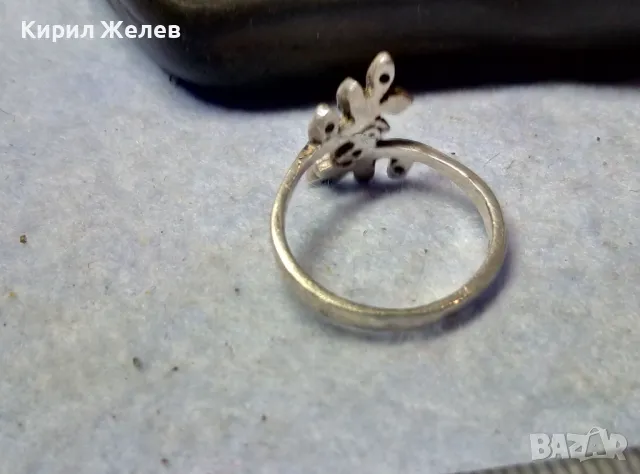 ШАРМАНТЕН АР НУВО СТИЛ СРЕБЪРЕН ПРЪСТЕН СРЕБРО 925 ФИНА АЖУРНА РЪЧНА ИЗРАБОТКА 28739, снимка 2 - Пръстени - 49605531