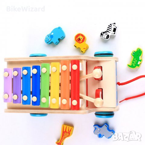  Funny Multifunctional Pull Bus  дървена играчка НОВА, снимка 3 - Образователни игри - 33682482