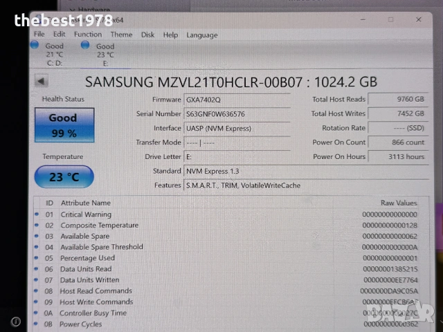 1TB SSD NVMe Gen4 Samsung PM9A1/980 Pro 7000 MB/s, снимка 3 - Твърди дискове - 53342061