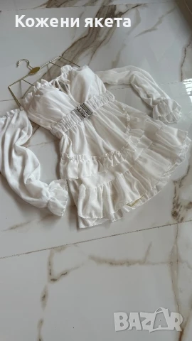 Шифонени рокли с ръкав и колан, снимка 6 - Рокли - 51363139