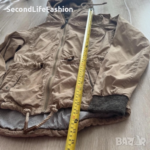 Дамско яке с качулка и цип Naketano, пясъчен цвят размер M, снимка 7 - Якета - 52632790