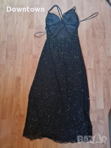 Camille LA VIE Официална черна дълга рокля с гол гръб #sparkling# пайети, мъниста, снимка 7 - Рокли - 35278288