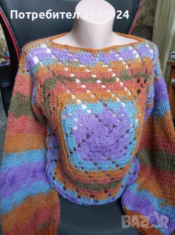 Дамски плетен пуловер , снимка 1 - Блузи с дълъг ръкав и пуловери - 43225985
