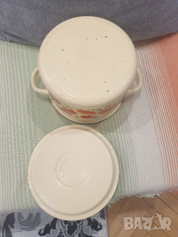 Старо производство емайлирана тенджера, снимка 5 - Съдове за готвене - 53301713