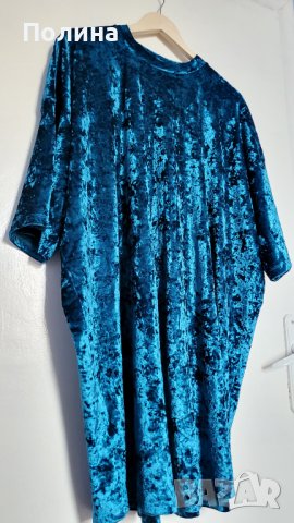Синя кадифена рокля тениска Asos