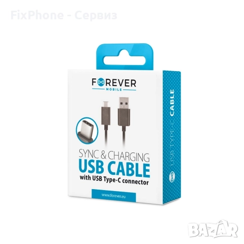 Кабел USB - USB-C, Forever 1м 2A в кутия, Черен , снимка 2 - USB кабели - 52624582