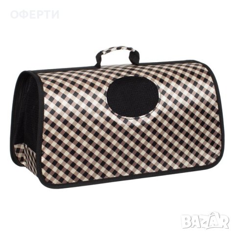 Чанта за носене на домашни любимци бежово черно каре 48x22x26см, снимка 1 - Други стоки за животни - 43956871