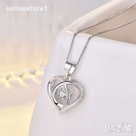 Сребърно колие 925 - Трептящо сърце BK121, снимка 5 - Колиета, медальони, синджири - 33682082