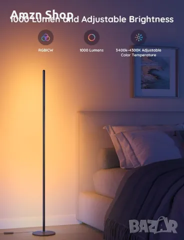 Подова лампа Govee H6076 RGBIC SmartLED ъглова лампа Alexa 16 милиона DIY

, снимка 2 - Лампиони - 50175595