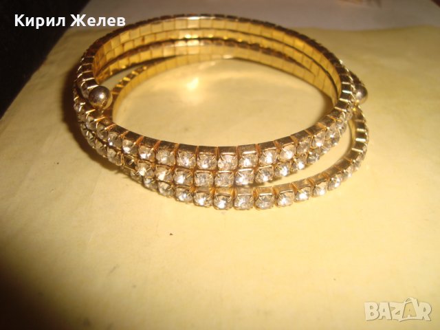 КРИСТАЛНА ЗЛАТИСТА АРТ ФЕШЪН ГРИВНА 22895, снимка 5 - Гривни - 33422795