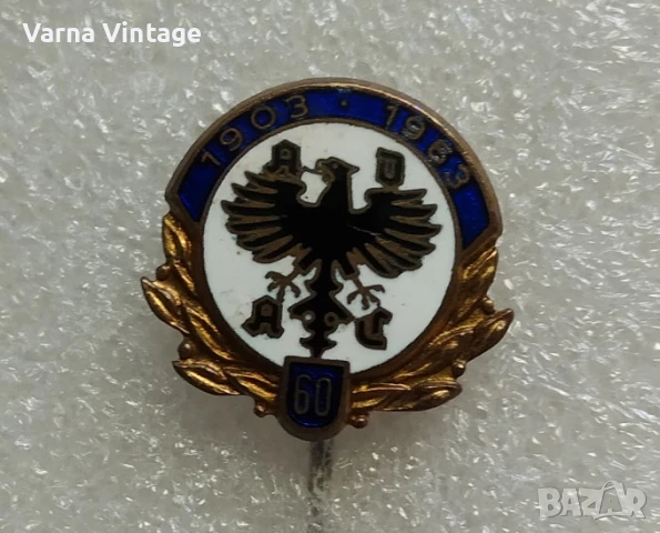 Значка за 60-годишнината на ADAC (Общ немски автомобилен клуб) 1903-1963. DESCHLER MUNCHEN 9 Германи, снимка 2 - Колекции - 51250001