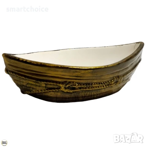 Декоративно керамично плато - Лодка в златисто 17 см. Модел DM-2008, снимка 1