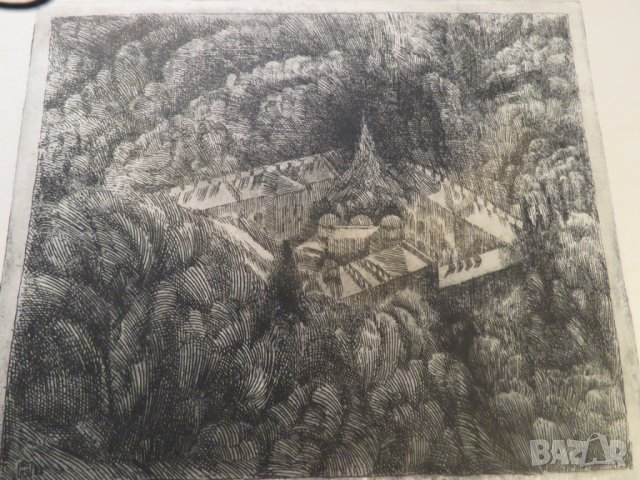 картина Рилския манастир - 81 г. - изкуство и светиня  - Елка Будинова Найденова /1932г.  Църква, снимка 2 - Антикварни и старинни предмети - 28206201