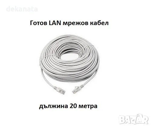 Готов мрежов кабел LAN Пач Cat5е за свързване на IP камери за видеонаблюдение с дължина 20 метра, снимка 1 - Кабели и адаптери - 48204018