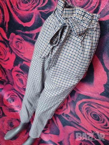 Широки панталони каре с висока талия и колан ХЛ, снимка 4 - Панталони - 36763455