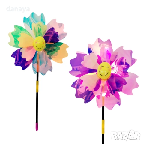 5949 Декоративна вятърна въртележка със светлоотразяващи цветове, 48 см