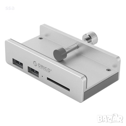 Orico хъб USB 3.0 HUB Clip Type 2 port, SD card reader - aux Micro-USB power input, Aluminum - MH2AC